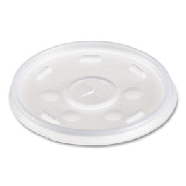 Dart Plastic Lids For Foam Cups, Bowls And Containers, Flat With Straw Slot, Fits 6-14 Oz, Translucent, 100/pack, 10 Packs/carton