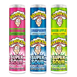 Warheads Super Sour Spray Candy, 0.68 Fluid Ounces, 12 Per Box, 24 Per Case