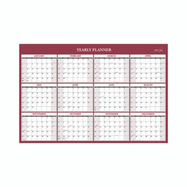 Classic Red Laminated Erasable Wall Calendar, 36 X 24, White/red/gray Sheets, 12-month (jan To Dec): 2025