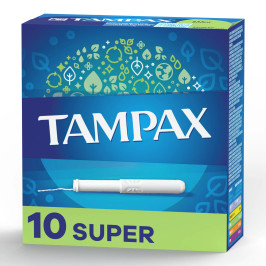 Tampax Cardboard Tampons Super Absorbency, 10 Count, 48 Per Case