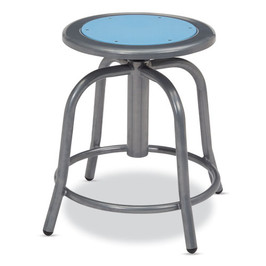 NPS 6800 Series Height Adjustable Metal Seat Stool, Supports Up To 300 Lb, 18" To 24" Seat Height, Blueberry Seat, Gray Base