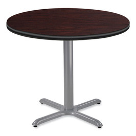 NPS Cafe Table, 36" Diameter X 30h, Round Top/x-base, Mahogany Top, Gray Base