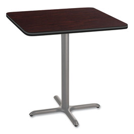 NPS Cafe Table, 36w X 36d X 36h, Square Top/x-base, Mahogany Top, Gray Base