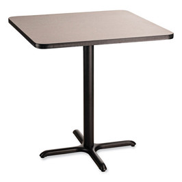 NPS Cafe Table, 36w X 36d X 36h, Square Top/x-base, Gray Nebula Top, Black Base