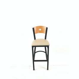 JMC Furniture Liberty Series Barstool, Supports Up To 300 Lb, 28.5" Seat Height, Taupe Seat, Natural Back, Black Base