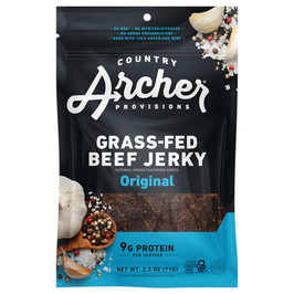 Country Archer Jerky Co Original Grass-Fed Beef Jerky, 2.5 Ounce, 12 Per Case