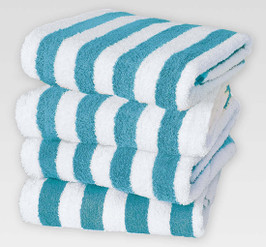 Oxford 2x2 Cabana Turquoise Stripe Pool Towels (30" x 70") - 1 Dozen