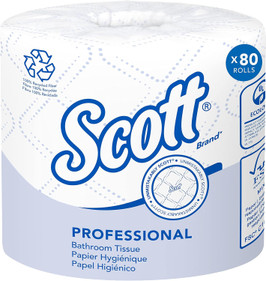 Scott 2-Ply White Toilet Standard Roll Tissue, 473 Sheets Per Roll, 80 Rolls Per Case