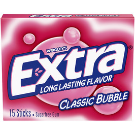 Extra Classic Bubble Gum, 15 Piece, 10 Per Pack, 12 Per Case Extra Classic Bubble Gum, 15 Piece, 10 Per Pack, 12 Per Case