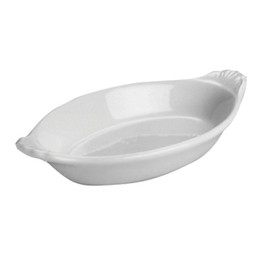 Hall China Embossed Handle Oval Au Gratin Rarebit (8 Oz) Bright White, 2 Dozen