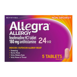 Allegra Adult Pack 24 Hour Tablets, 5 Count, 4 Per Pack, 6 Per Case