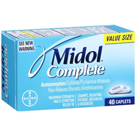 Midol Menstrual Caplets, 40 Piece, 3 Per Pack, 8 Per Case