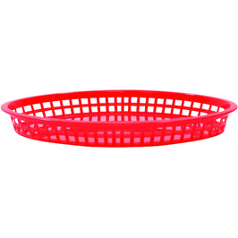 Tablecraft 12.75 Inch X 9.5 Inch X 1.5 Inch Red Oval Jumbo Platter Basket, 36 Each