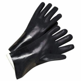 Anchor Brand PVC-Coated Jersey-Lined Gloves, Rough Grip, 12 in, Large, Black, 12 Pairs