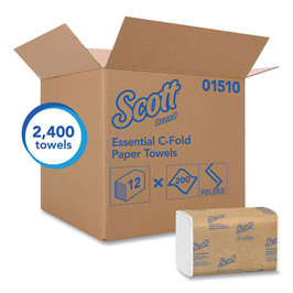 Essential C-fold Towels, Absorbency Pockets,10 1/8x13 3/20,white,200/pk,12 Pk/ct