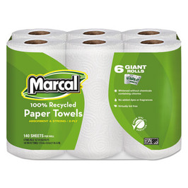 100% Premium Recycled Kitchen Roll Towels, 2-ply, 5 1/2 X 11, 140/roll, 24 Rolls/carton