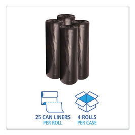 Low Density Repro Can Liners, 56 Gal, 1.6 Mil, 43" X 47", Black, 10 Bags/roll, 10 Rolls/carton