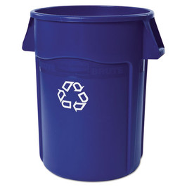 Brute Recycling Container, Round, 44 Gal, Blue