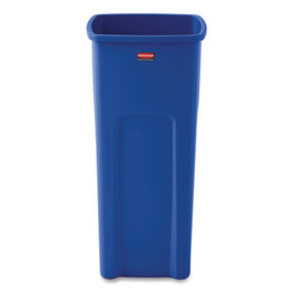 Recycled Untouchable Square Recycling Container, Plastic, 23 Gal, Blue