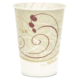 Symphony Design Wax-coated Paper Cold Cup,  9 Oz, Beige/white, 100/sleeve, 20 Sleeves/carton