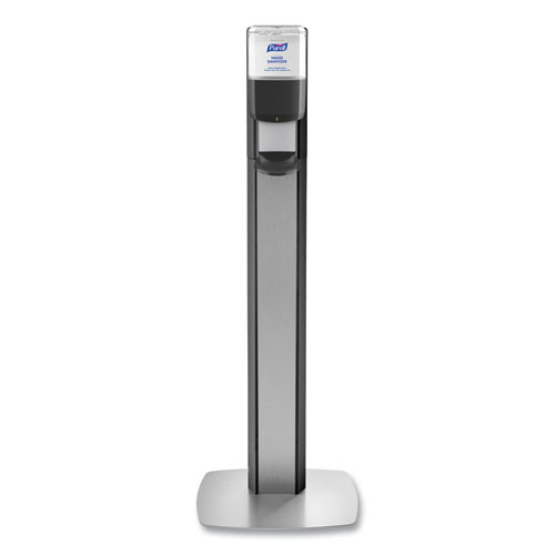 Messenger Es6 Graphite Panel Floor Stand With Dispenser, 1,200 Ml, 16.75 X 6 X 40, Graphite/silver