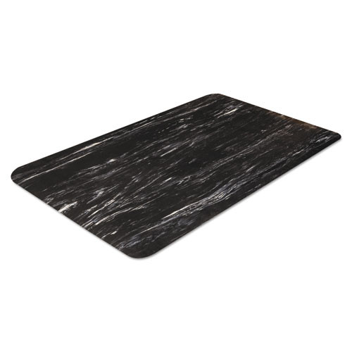 Crown Mats & Matting Cushion-Step Surface Mat, 24 x 36, Marbleized Rubber, Black