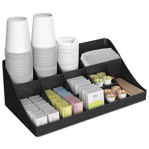 Mind Reader 11-Compartment Coffee Condiment Organizer, 18 1/4 x 6 5/8 x 9 7/8, Black