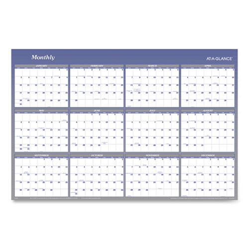 At-A-Glance® Vertical/Horizontal Erasable Quarterly/Monthly Wall Planner, 32 x 48, 12-Month(July-June): 2021-2022, 12-Month(Jan-Dec): 2022, Pack of 1