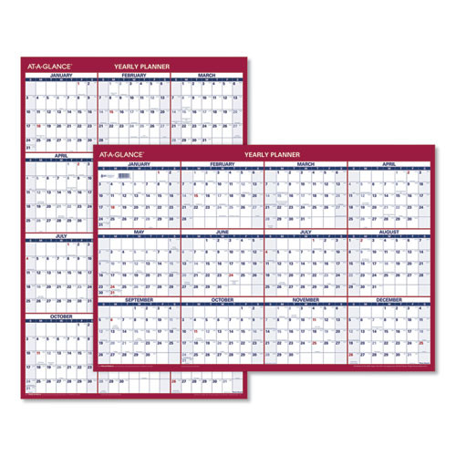 At-A-Glance® Erasable Vertical/Horizontal Wall Planner, 24 x 36, White/Blue/Red Sheets, 12-Month (Jan to Dec): 2023, Pack of 1