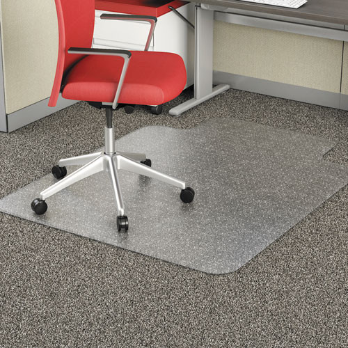 Alera® Occasional Use Studded Chair Mat For Flat Pile Carpet, 45 x 53, Wide Lipped, Clear, 1 Each/Carton