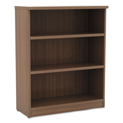 Alera® Valencia Series Bookcase, Three-Shelf, 31 3/4w x 14d x 39 3/8h, Mod Walnut, 1 Each/Carton
