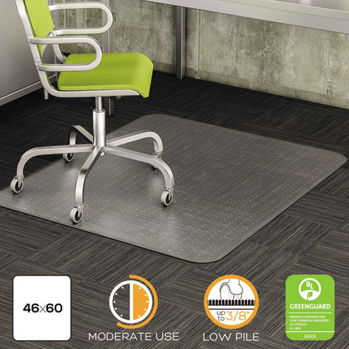 Deflecto® DuraMat Moderate Use Chair Mat, Low Pile Carpet, Flat, 46 x 60, Rectangle, Clear, 1 Each/Carton