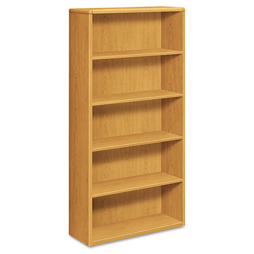 HON® 10700 Series Wood Bookcase, Five Shelf, 36w x 13 1/8d x 71h, Harvest, 1/Carton