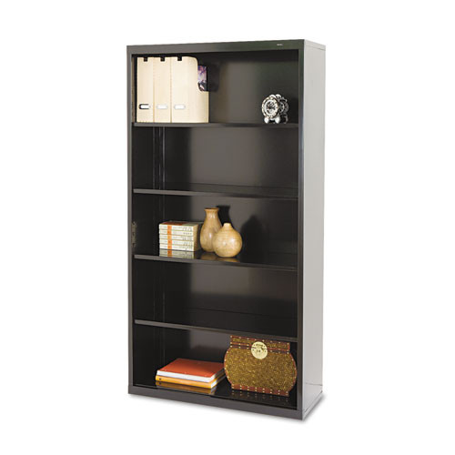 Tennsco Metal Bookcase, Five-shelf, 34-1/2w x 13-1/2d x 66h, Black, Pack of 1