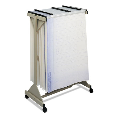 Safco® Mobile Plan Center Sheet Rack, 18 Hanging Clamps, 43.75w x 20.5d x 51h, Sand (Quantity 1)