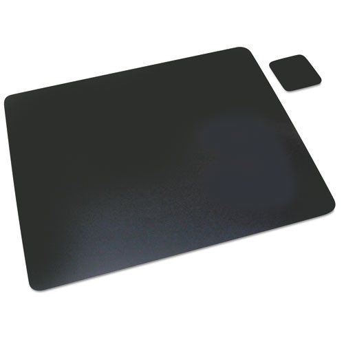 Artistic® Leather Desk Pad with Coaster, 20 x 36, Black
