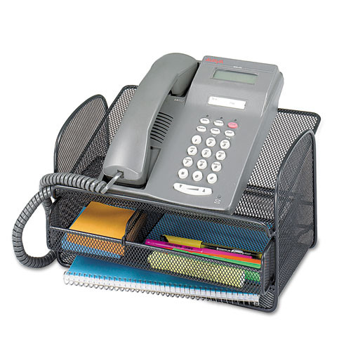 Safco® Onyx Angled Mesh Steel Telephone Stand, 11.75 x 9.25 x 7