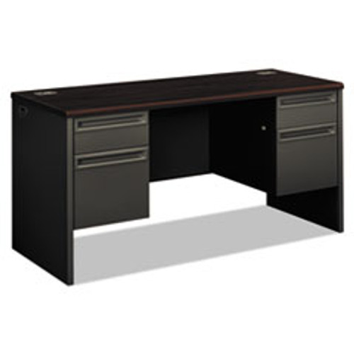 HON® 38000 Series Kneespace Credenza, 60w x 24d x 29.5h, Mahogany/Charcoal, 1 Each/Carton