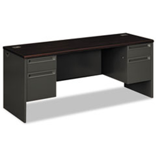 HON® 38000 Series Kneespace Credenza, 72w x 24d x 29.5h, Mahogany/Charcoal, 1 Each/Carton