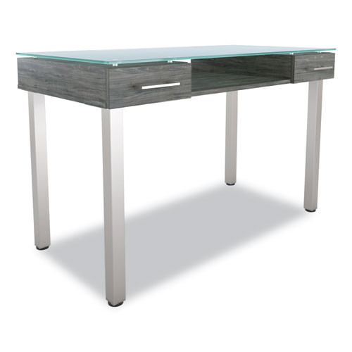 Union & Scale™ Prestige Glass Writing Desk, 47.1" x 23.5" x 29.5", Gray, 1 Each/Carton