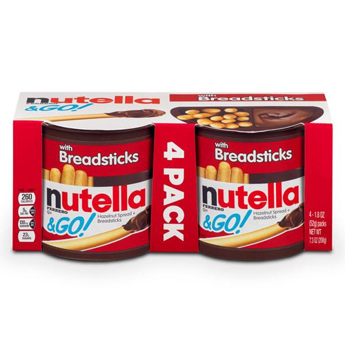Nutella & Go Chocolate Hazelnut Spread with Breadsticks, 4 Pack (6 Per Case)