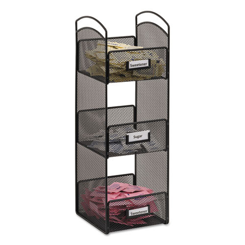 Safco Products Onyx Breakroom Organizers, 3Compartments, 12.75x4.5x13.25, Steel Mesh, Black