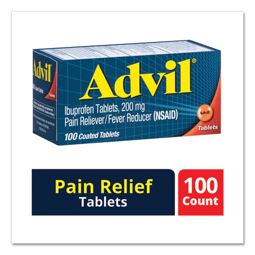 Advil  Ibuprofen Pain Reliever Tablets, 200mg, 100/box