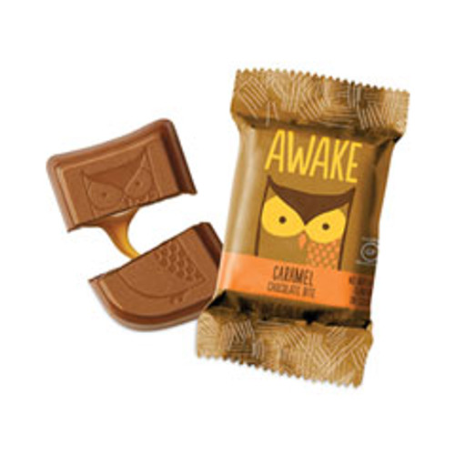 Awake Caffeinated Caramel Chocolate Bites, 0.58 Oz Bars, 50 Bars/box