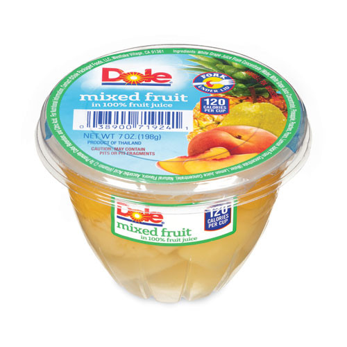 Dole Mixed Fruit In 100% Fruit Juice Cups, Peaches/Pears/Pineapple, 7 Oz Cup, 12/box