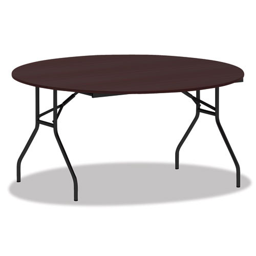 Round Wood Folding Table, 59 Dia X 29.13h, Mahogany