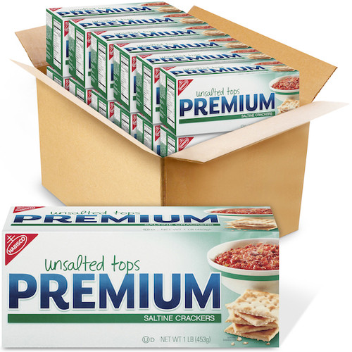 Premium Nabisco Unsalted Saltine Crackers, 16 Ounces, 12 Per Case