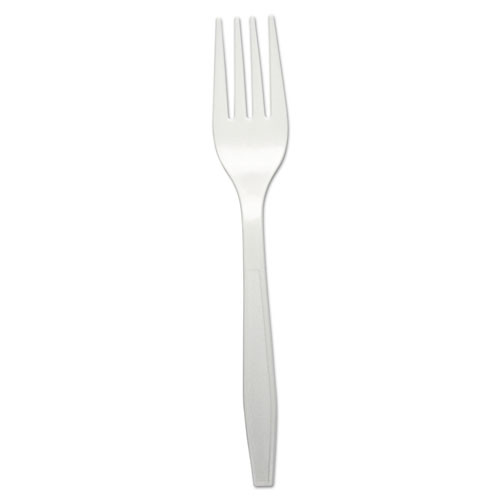 Heavyweight Polypropylene Cutlery, Fork, White, 1000/carton