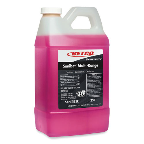 Betco Symplicity Sanibet Multi-range Sanitizer Disinfectant Deodorizer, 2 L Bottle, 4/carton