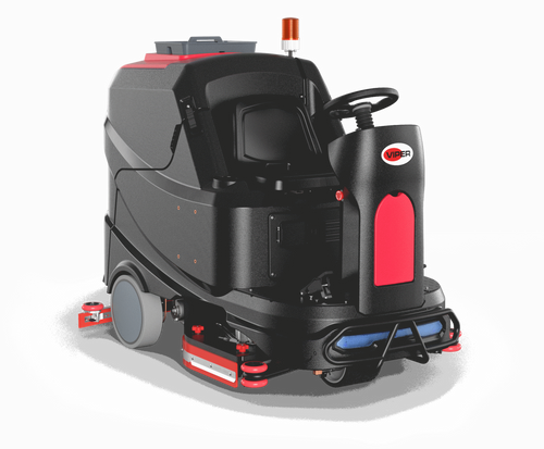 Viper AS1050R: 39", 53-Gal, Ride On Scrubber, Pad Drivers, Brushes, 44.5" Squeegee Assembly, Shelf Charger, No Batteries